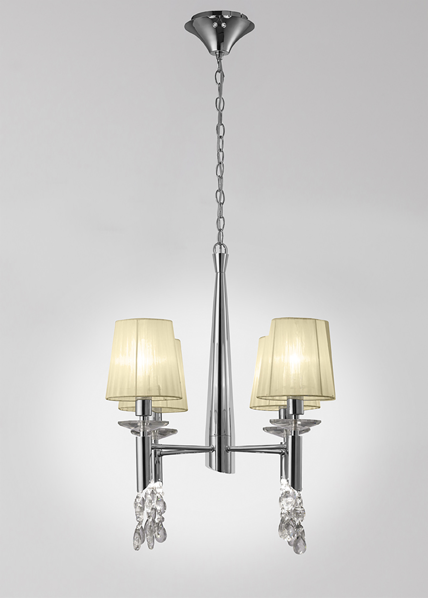 Tiffany Polished Chrome-Cream Crystal Ceiling Lights Mantra Shaded Crystal Fittings